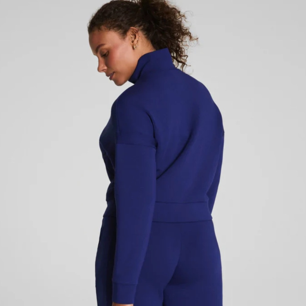 NWT SPANX Full Zip Track Jacket Women's Blue Zip-Up Jacket- midnight navy - Picture 2 of 6